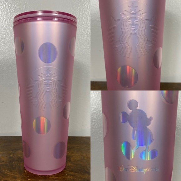 Starbucks Other - Starbucks/ Disney World pink metallic polka dot tumbler (no straw) 24 fl oz